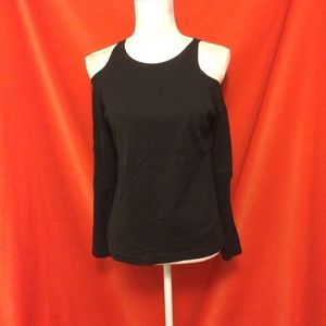 Joan Vass VTG 90s cold shoulder top black jersey s